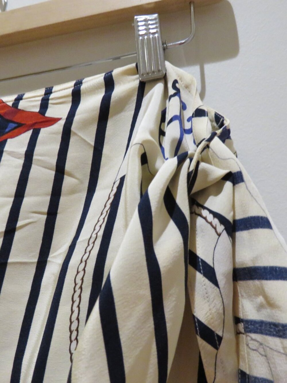 VINTAGE LAUREN RALPH LAUREN Silk Nautical Flag Wrap Skirt US 16 Coastal Preppy - Picture 7 of 14